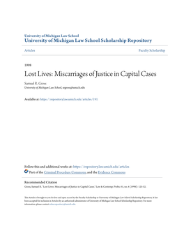 Miscarriages of Justice in Capital Cases Samuel R
