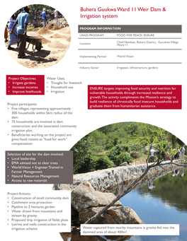 Buhera Guukwa Ward 11 Weir Dam & Irrigation System