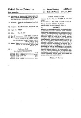 United States Patent (19) 11 Patent Number: 4,707,352 Stavrianpoulos 45 Date of Patent: Nov