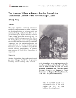 The Japanese Village at Dugway Proving Ground: an Unexamined Context to the Firebombing of Japan