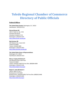 Toledo Regional Chamber of Commerce Directory of Public Officials