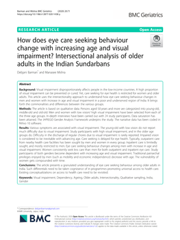 How Does Eye Care Seeking Behaviour Change with Increasing Age and Visual Impairment? Intersectional Analysis of Older Adults In