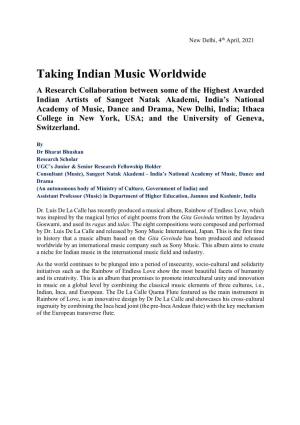 Taking Indian Music Worldwide
