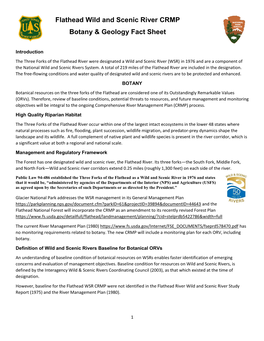 Flathead Wild and Scenic River CRMP Botany & Geology Fact Sheet