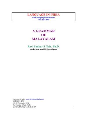 A Grammar of Malayalam