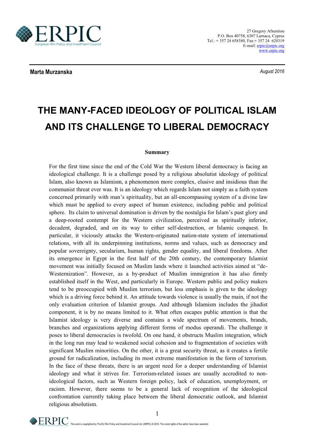 The Many-Faced Ideology of Political Islam and Its Challenge to Liberal Democracy
