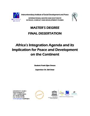 Africa's Integration Agenda and Its Implication for Peace And