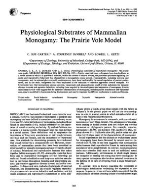 Physiological Substrates of Mammalian Monogamy: the Prairie Vole Model
