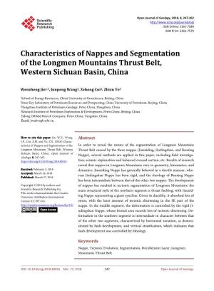 Characteristics of Nappes and Segmentation of the Longmen Mountains Thrust Belt, Western Sichuan Basin, China