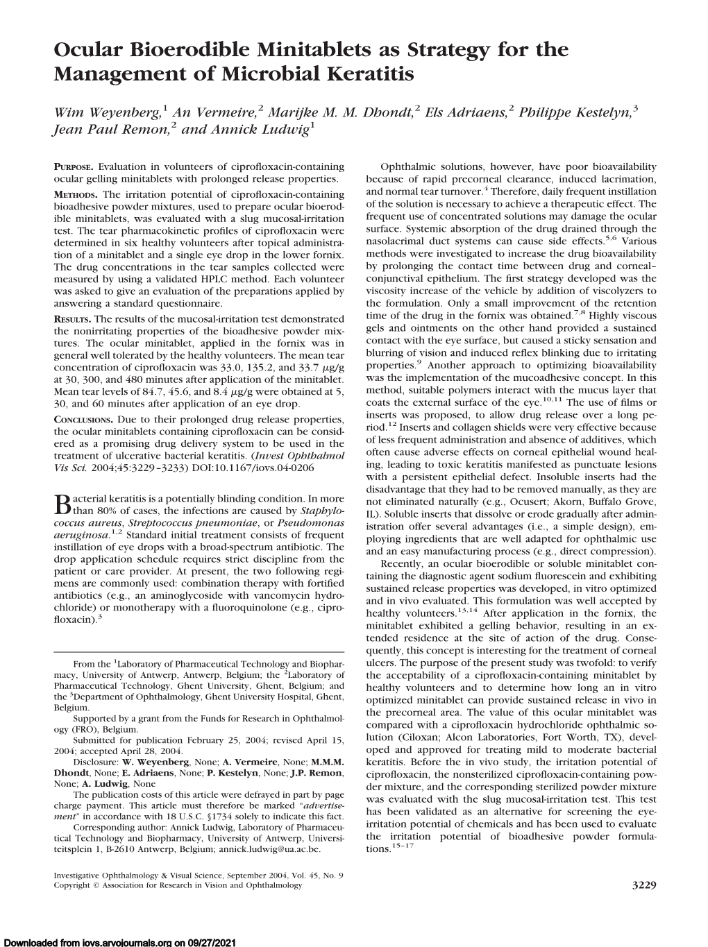 Ocular Bioerodible Minitablets As Strategy for the Management of Microbial Keratitis