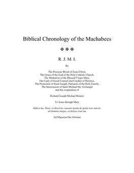 Biblical Chronology of the Machabees   