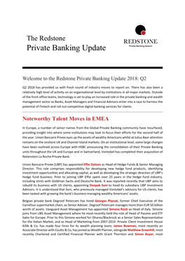 Redstone Private Banking Update Q2 2018