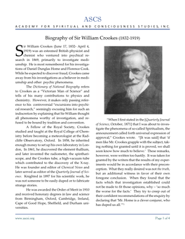 Biography of Sir William Crookes (1832-1919)