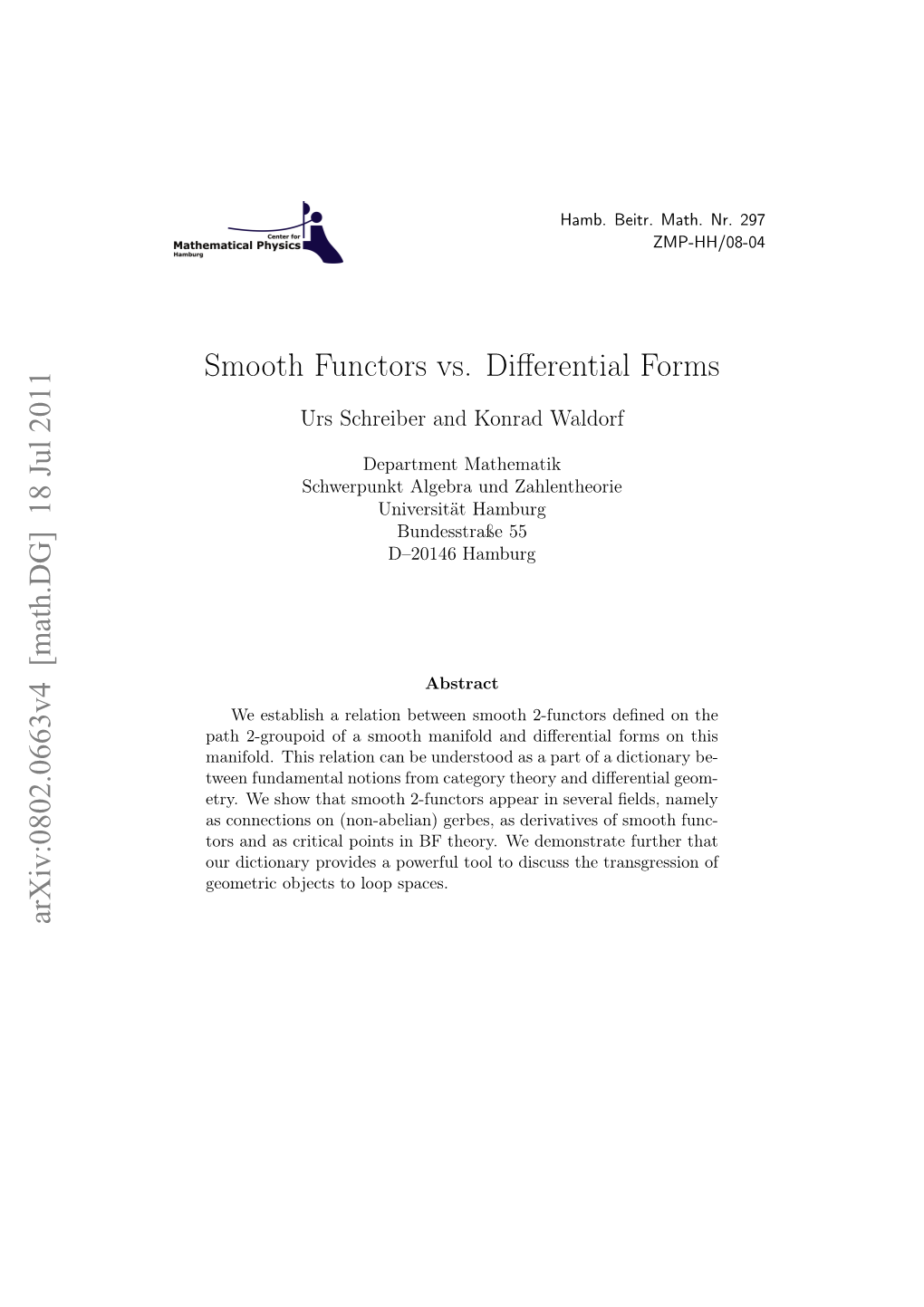 Smooth Functors Vs. Differential Forms