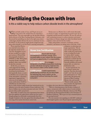 Fertilizing the Ocean with Iron Is This a Viable Way to Help Reduce Carbon Dioxide Levels in the Atmosphere?