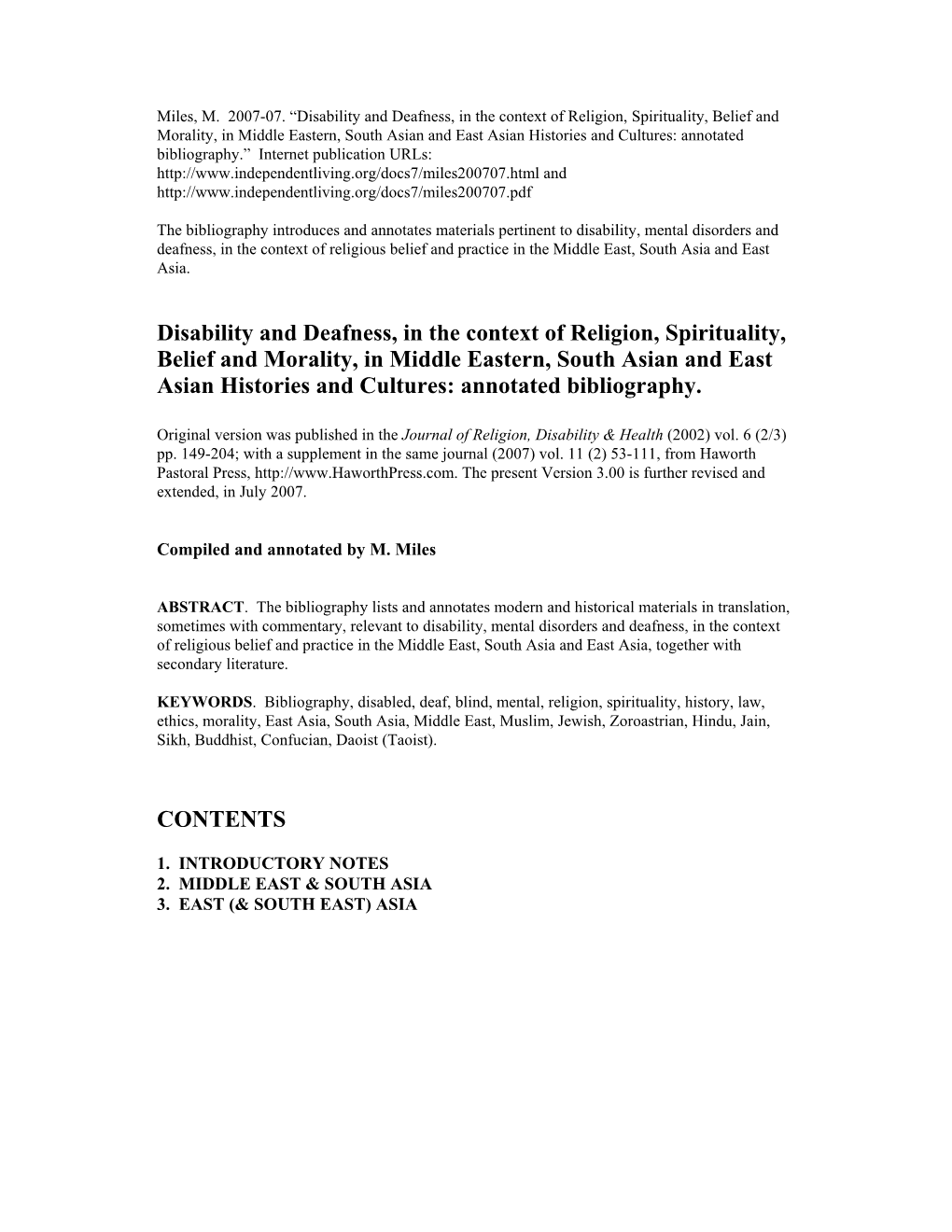 Disability and Deafness, in the Context of Religion, Spirituality, Belief And