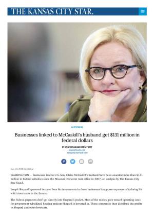 Businesses Tied to Mccaskill's Husband Got Federal Dollars | The