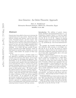 Java Generics: an Order-Theoretic Approach (Detailed Outline)
