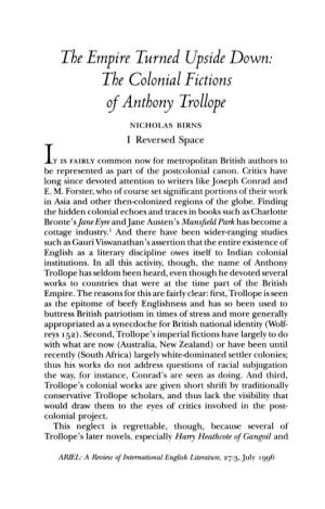 The Empire Turned Upside Down: the Colonial Fictions of Anthony Trollope
