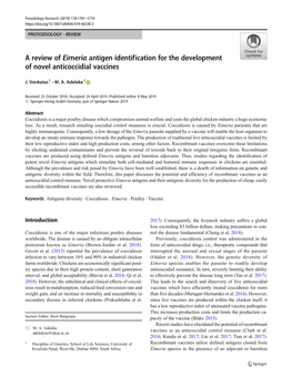 A Review of Eimeria Antigen Identification for the Development Of