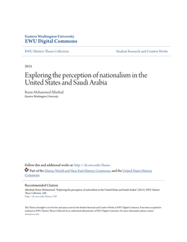 Exploring the Perception of Nationalism in the United States and Saudi Arabia Reem Mohammed Alhethail Eastern Washington University