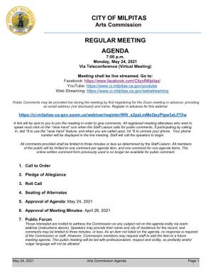 City of Milpitas Regular Meeting Agenda