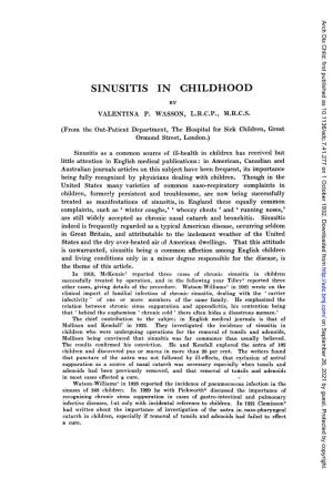 Sinusitis in Childhood