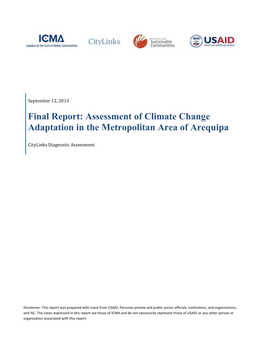 Final Report: Assessment of Climate Change Adaptation in the Metropolitan Area of Arequipa