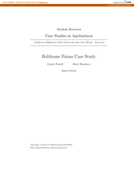 Bolthouse Farms Case Study