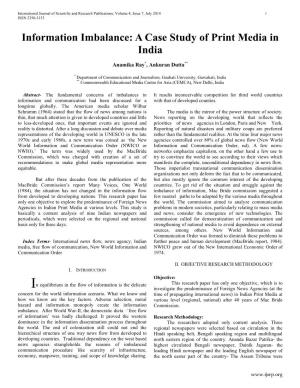 Information Imbalance: a Case Study of Print Media in India