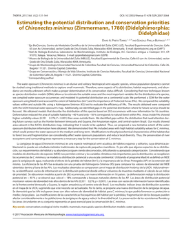 Estimating the Potential Distribution and Conservation Priorities of Chironectes Minimus (Zimmermann, 1780) (Didelphimorphia: Didelphidae)