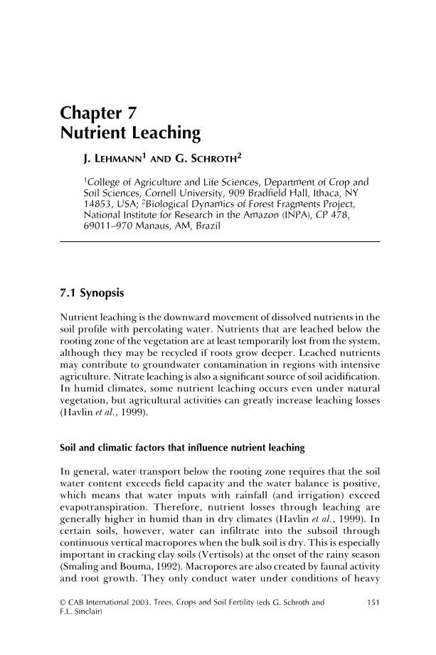 Nutrient Leaching