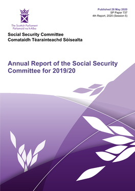 Annual Report of the Social Security Committee for 2019/20 Published in Scotland by the Scottish Parliamentary Corporate Body