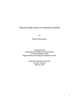 Altered Gender Roles in Armenian Families