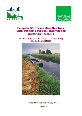 The Broads SAC Conservation Objectives Supplementary Advice