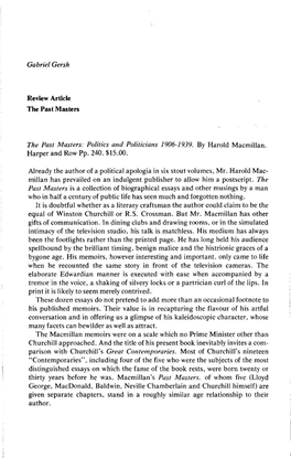 Politics and Politicians /906-/939. by Harold Macmillan