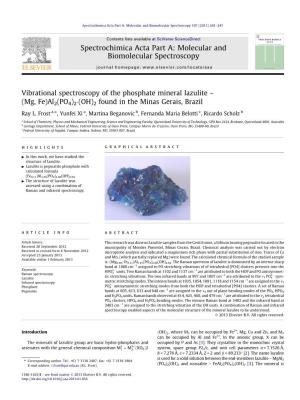 Vibrational Spectroscopy of the Phosphate Mineral Lazulite Â€“ (Mg