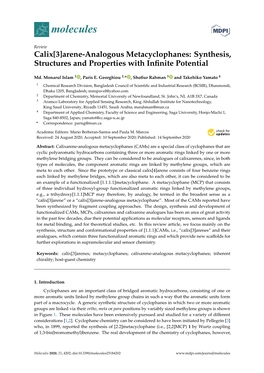 Calix[3]Arene-Analogous Metacyclophanes: Synthesis, Structures and Properties with Inﬁnite Potential