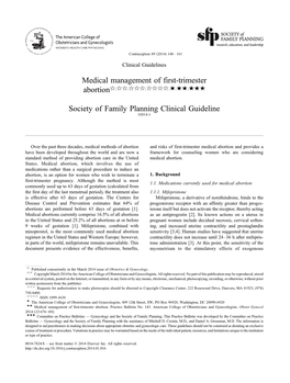 Medical Management of First-Trimester Abortion Society of Family Planning Clinical Guideline