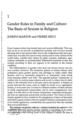 Gender Roles in Family and Culture: the Basis of Sexism in Religion