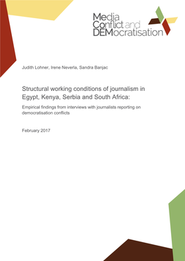 Structural Working Conditions of Journalism in Egypt, Kenya, Serbia and South Africa