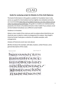 Guide for Analysing Scripts for Module a of the CLAS Diplomas