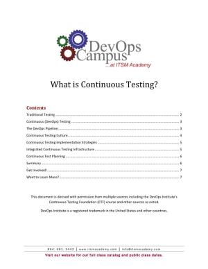 What Is Continuous Testing?