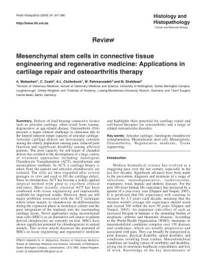 Review Mesenchymal Stem Cells in Connective Tissue Engineering and Regenerative Medicine
