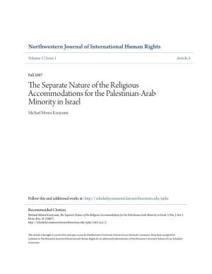 The Separate Nature of the Religious Accommodations for the Palestinian-Arab Minority in Israel, 5 Nw