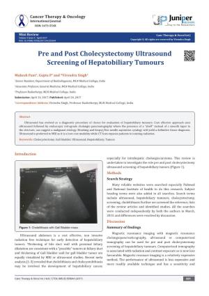 Pre and Post Cholecystectomy Ultrasound Screening of Hepatobiliary Tumours