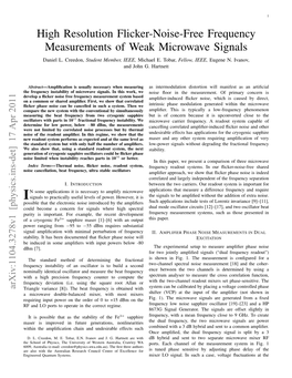 High Resolution Flicker-Noise-Free Frequency Measurements of Weak Microwave Signals Daniel L