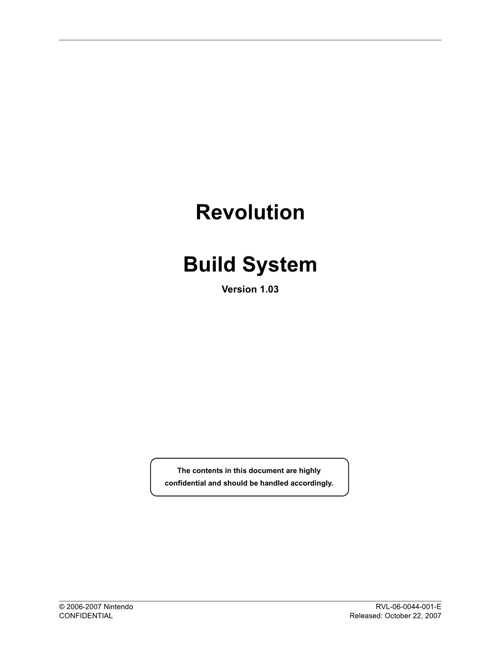 Revolution Build System Revolution SDK