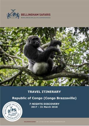 TRAVEL ITINERARY Republic of Congo (Congo Brazzaville)