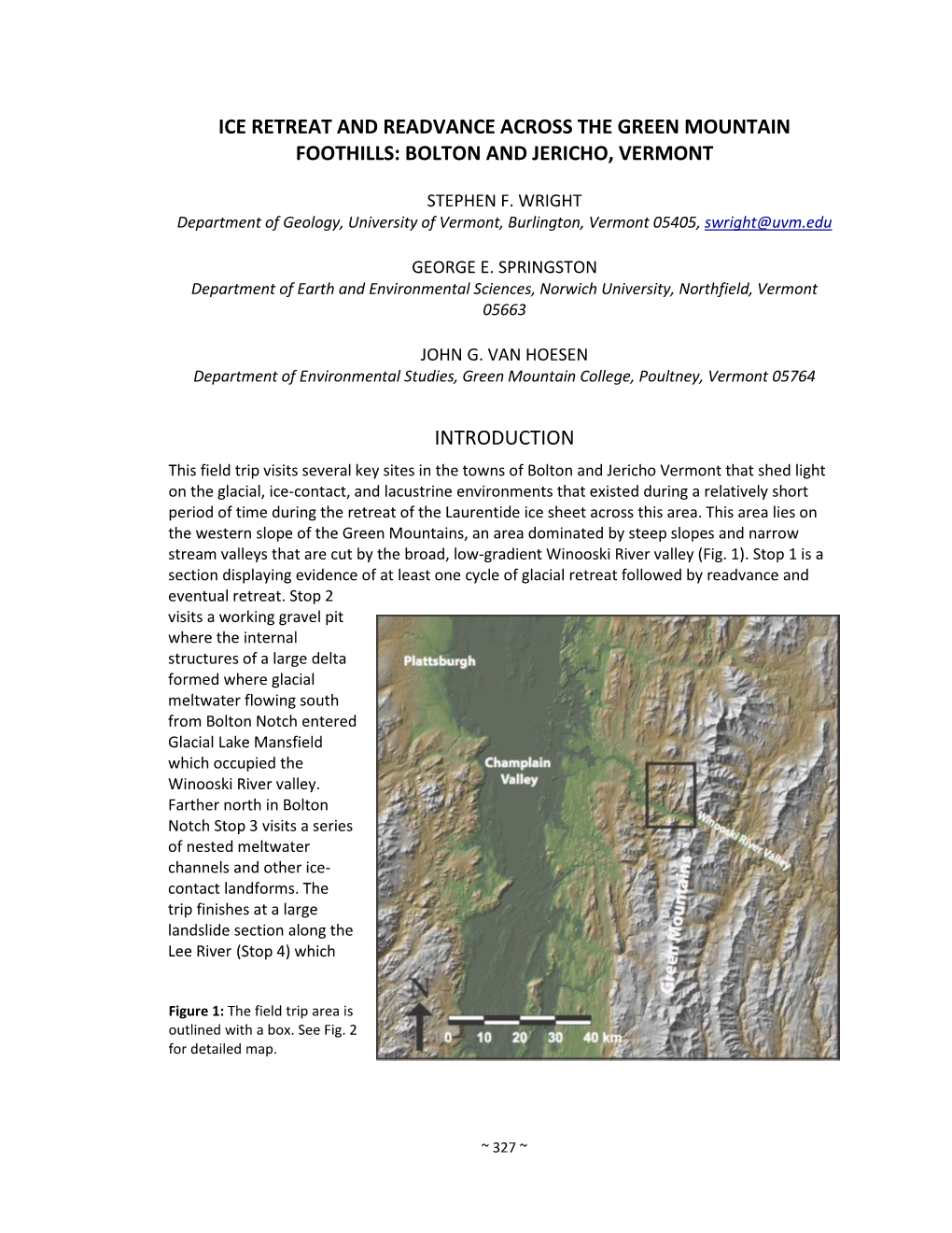 Ice Retreat and Readvance Across the Green Mountain Foothills: Bolton and Jericho, Vermont